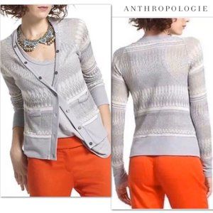 Anthro Postmark Silver Metallic Chevron Cardigan